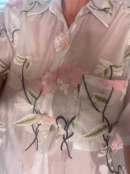 Flower button short set