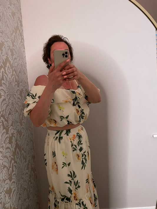 Lemon print skirt set