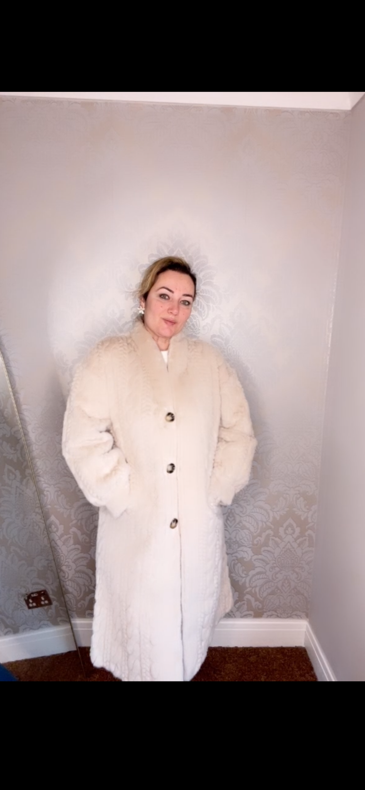 Faux fur button coat