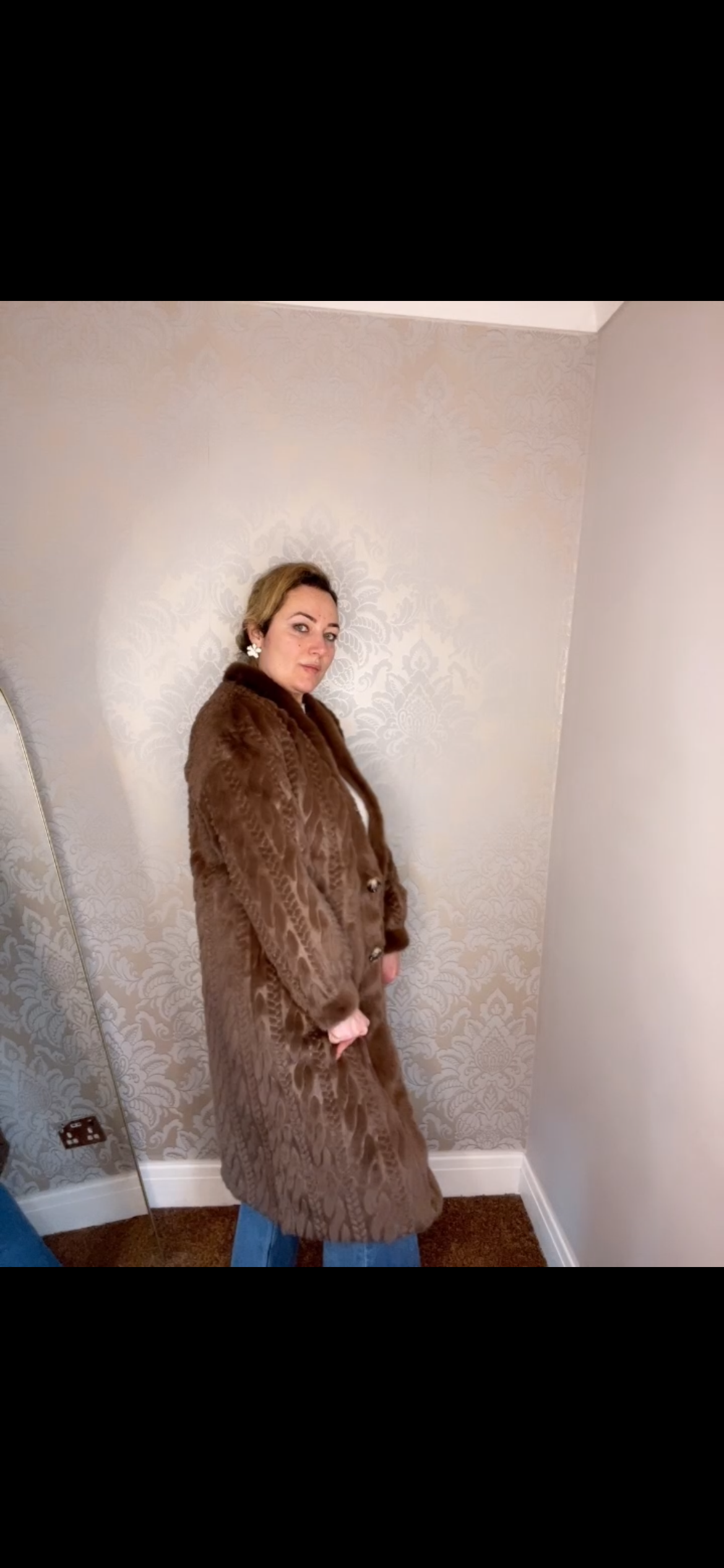 Faux fur button coat