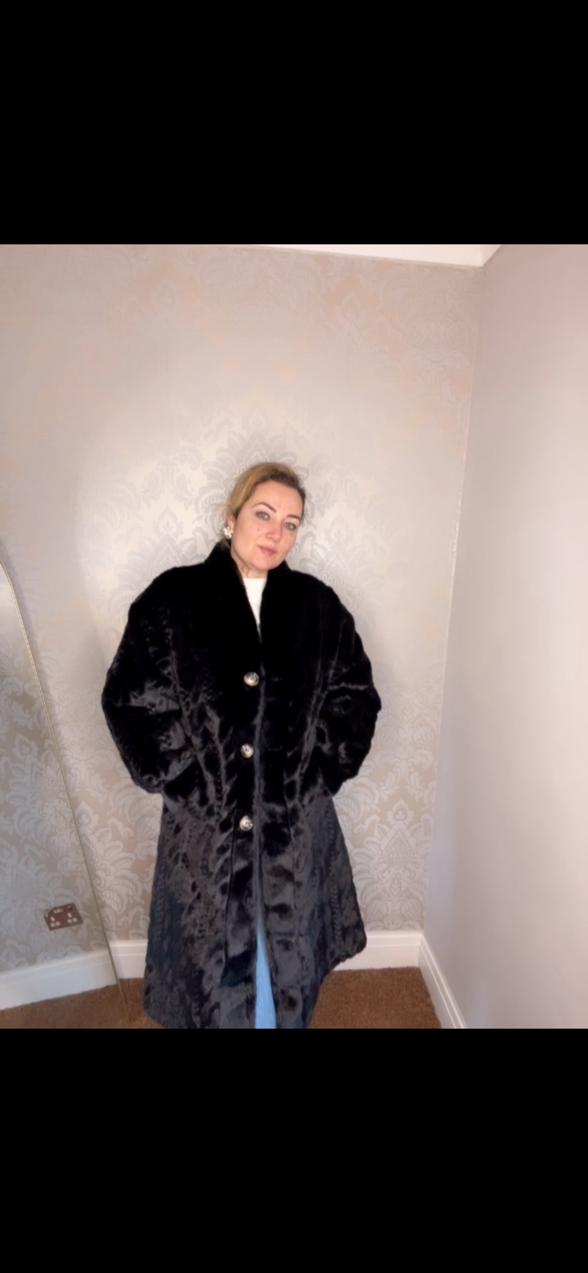 Faux fur button coat