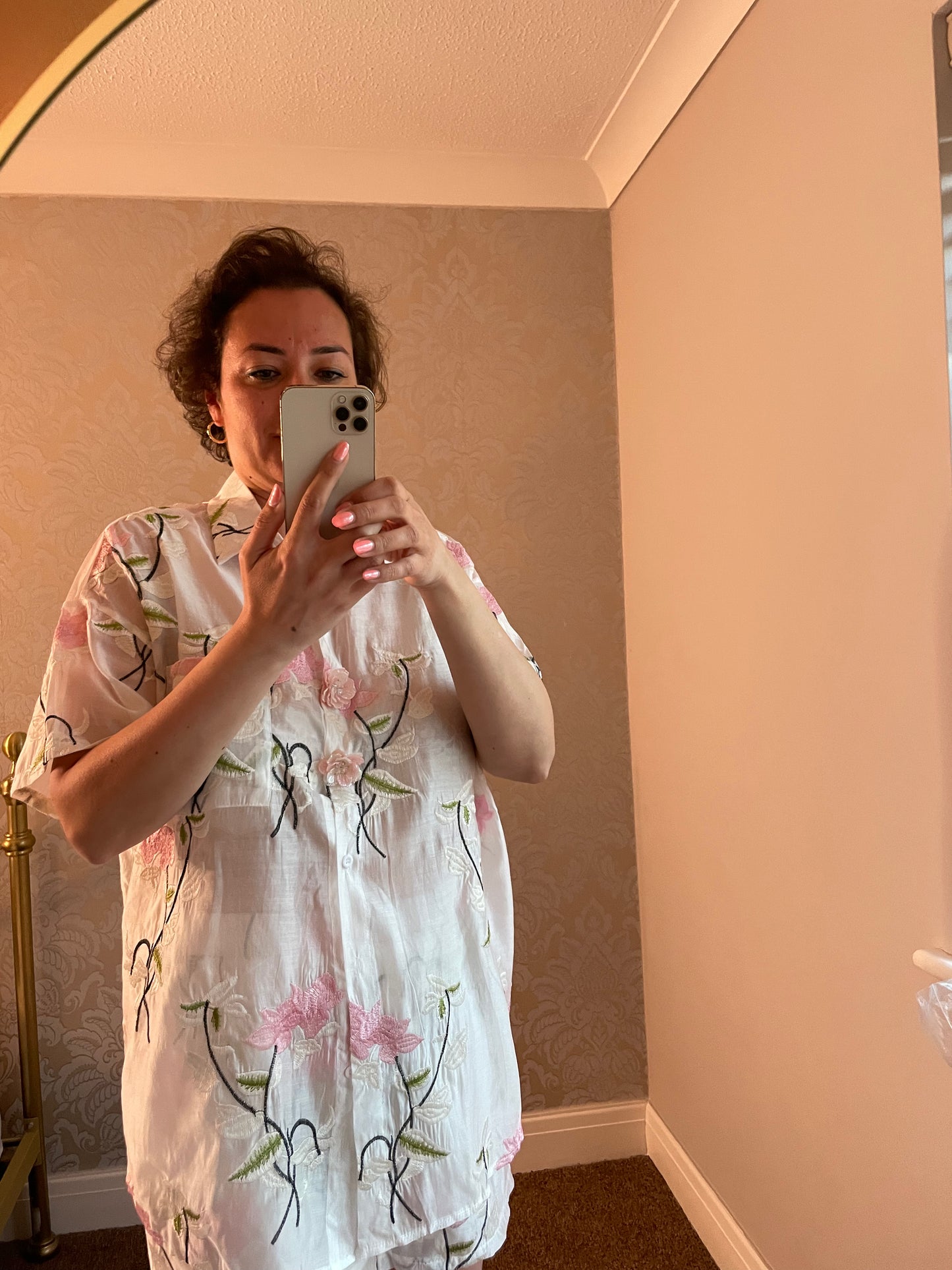 Flower button short set