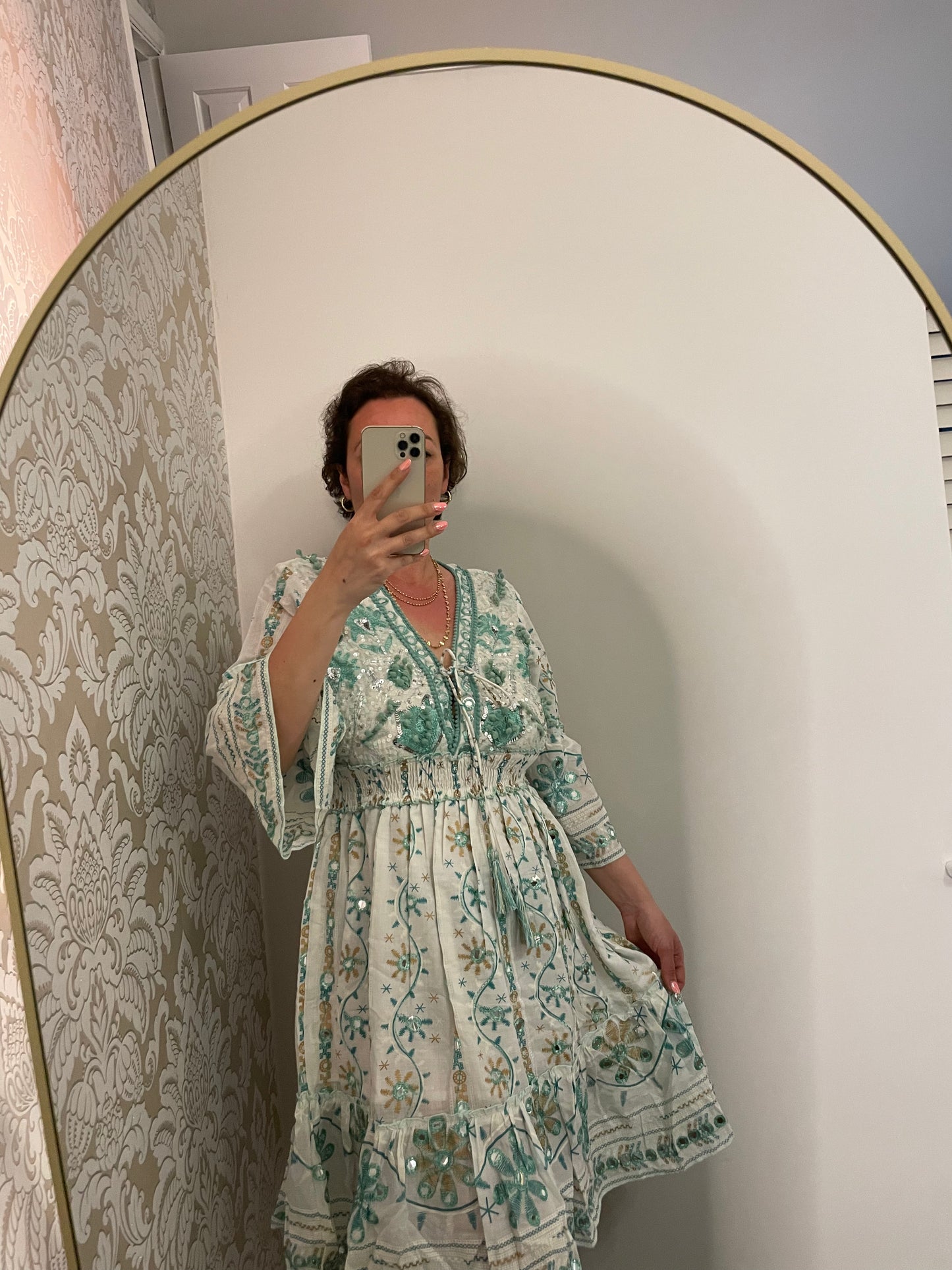 Turquoise sequin dress