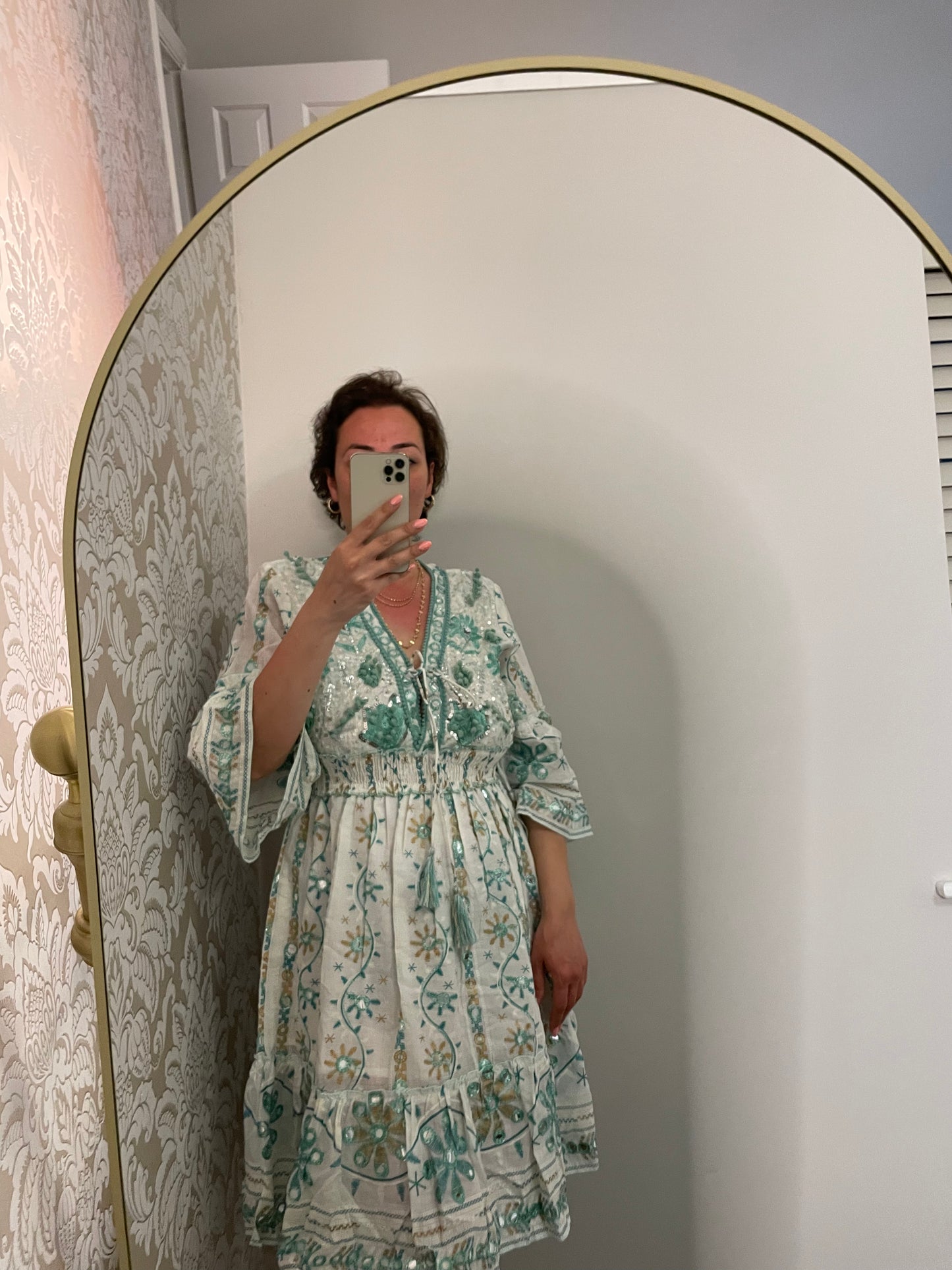 Turquoise sequin dress